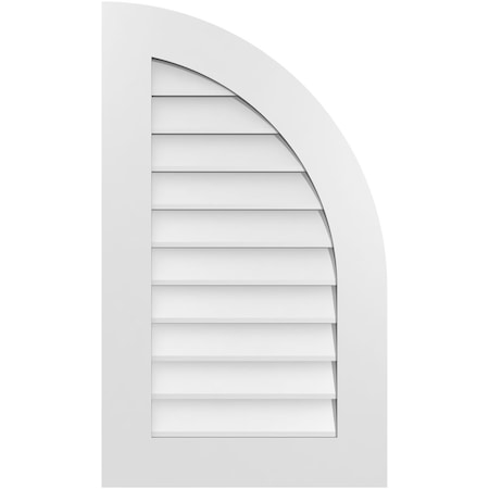 Ekena Millwork Quarter Round Top Right Surface Mount PVC Gable Vent w/ 3-1/2"W x 1"P Standard Frame, 20"W x 34"H GVPQR20X3401SN